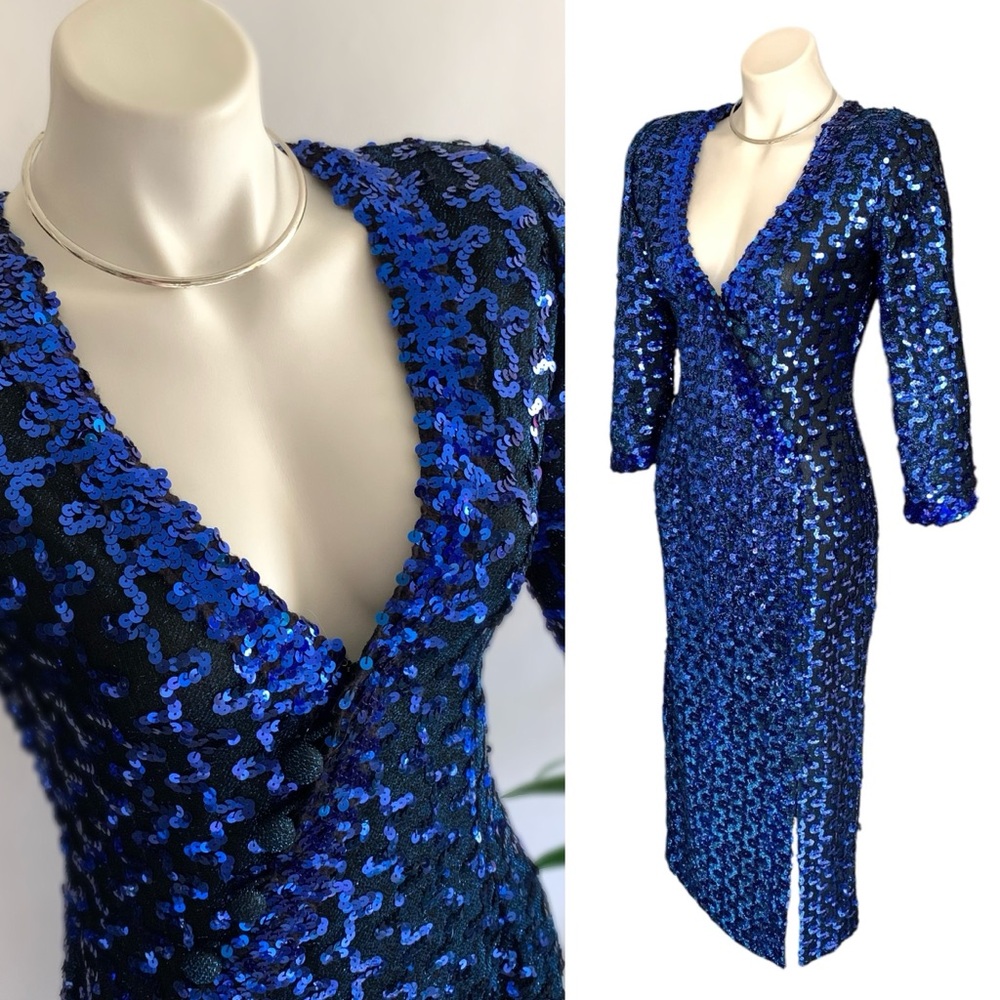 v i n t a g e :: Glamorous Lilli Diamond Surplice Sequin Maxi Dress - Picture 5 of 15